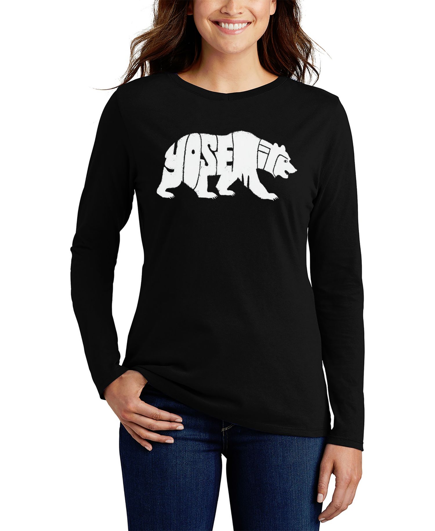 Women's Yosemite Bear Word Art Flowy T-Shirt