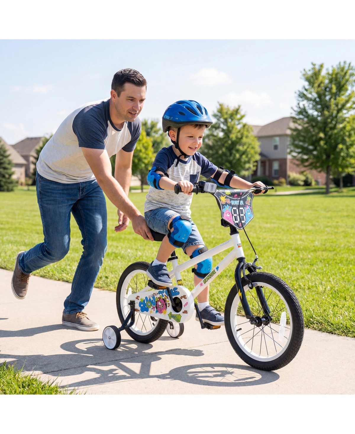 Slickblue Kids Ride On Bike with Training Wheels