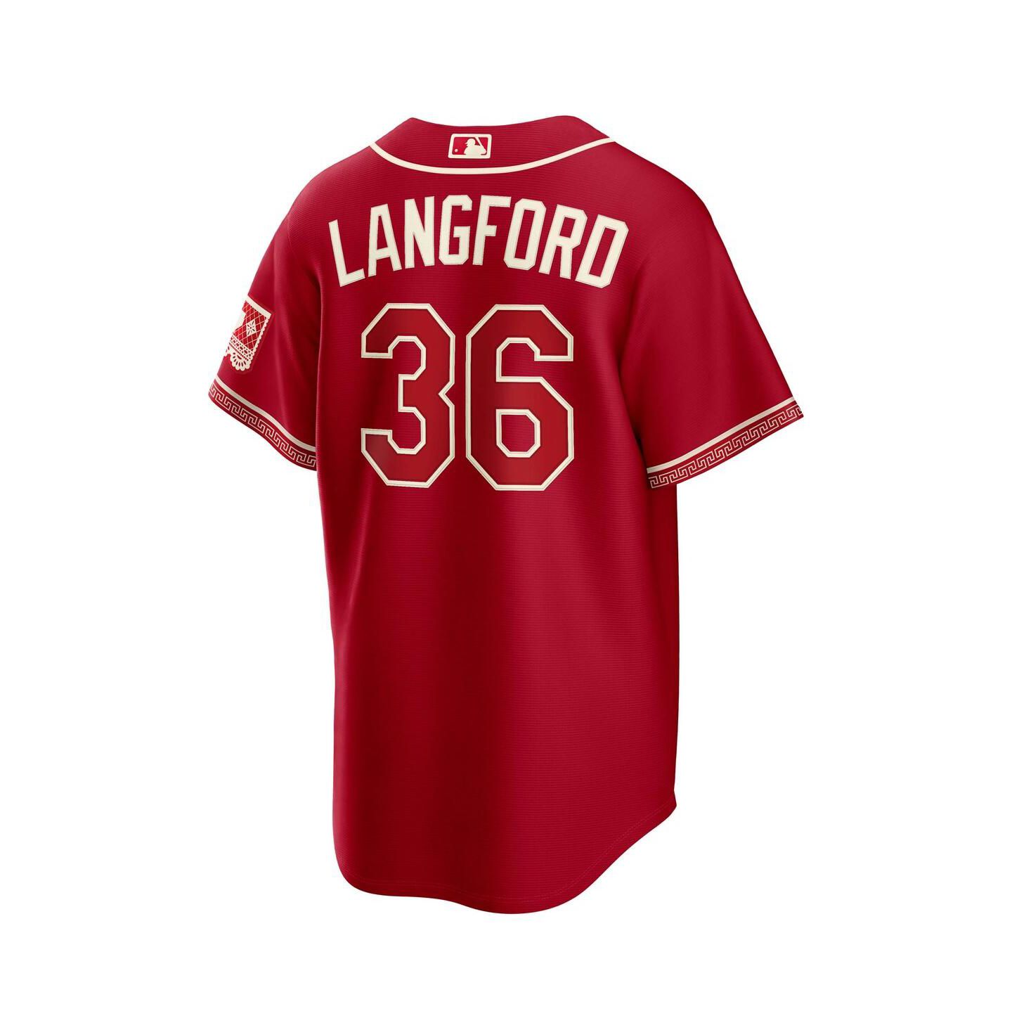 Мужской топ Nike Wyatt Langford Red Texas Rangers 2026 City Connect Stadium Jersey — фото 3