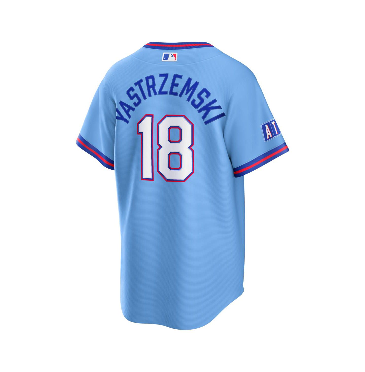 Мужской топ Nike Mike Yastrzemski Powder Blue Atlanta Braves 2026 City Connect Stadium Jersey — фото 3