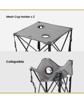 26" Heavy-Duty Portable Folding Camping Table, Square 600D Canvas Top, 2 Cup Holders, Steel Frame, Carry Bag, 2-Pack