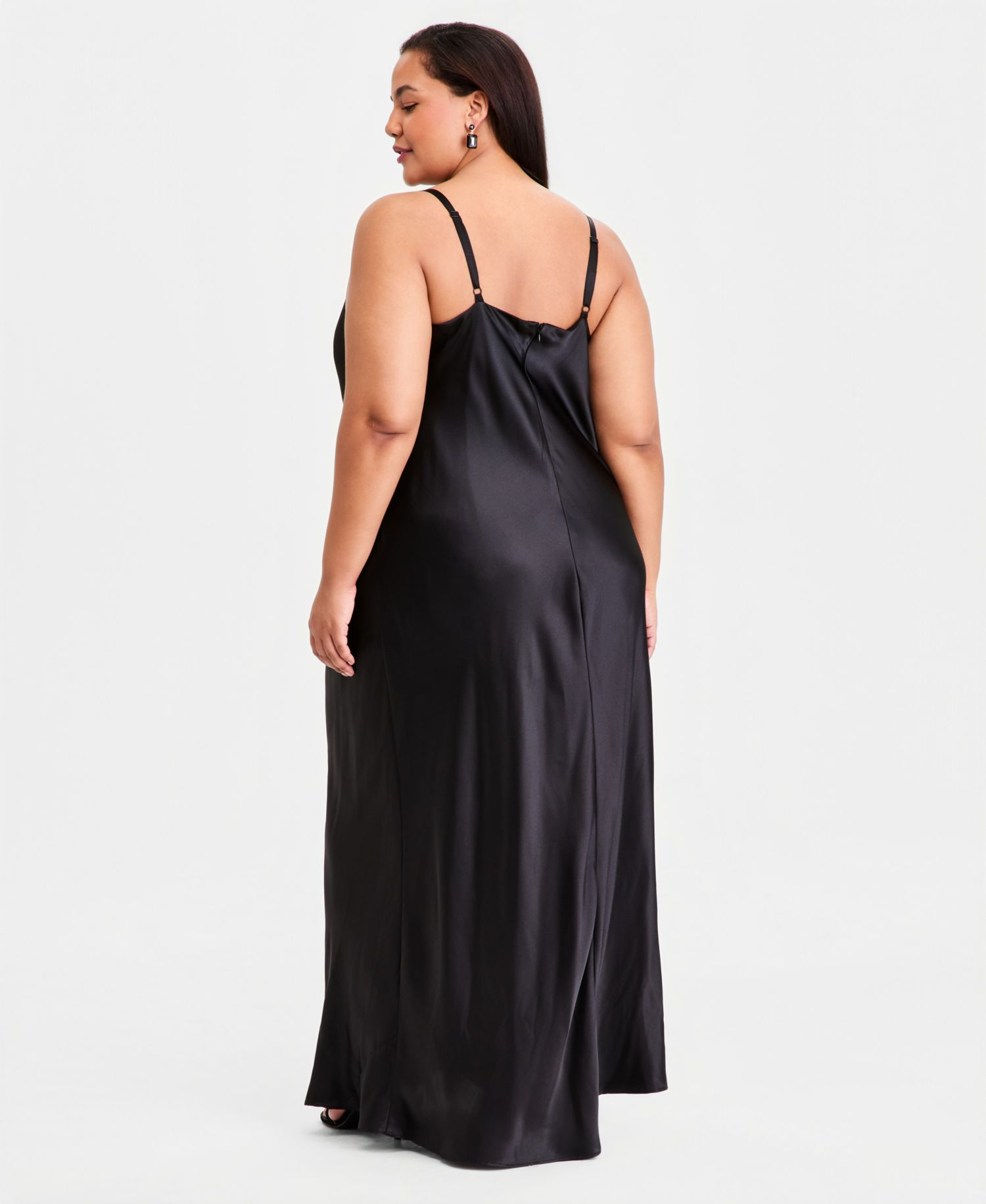 Trendy Plus Size Cowlneck Satin Gown