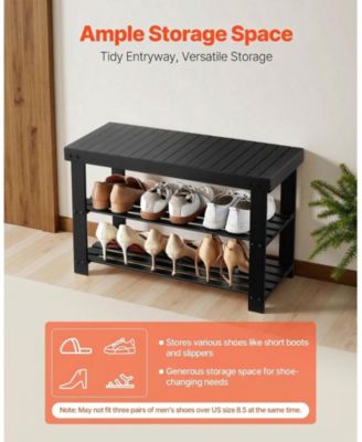 3-Tier Bamboo Shoe Rack Bench,286 lbs Capacity