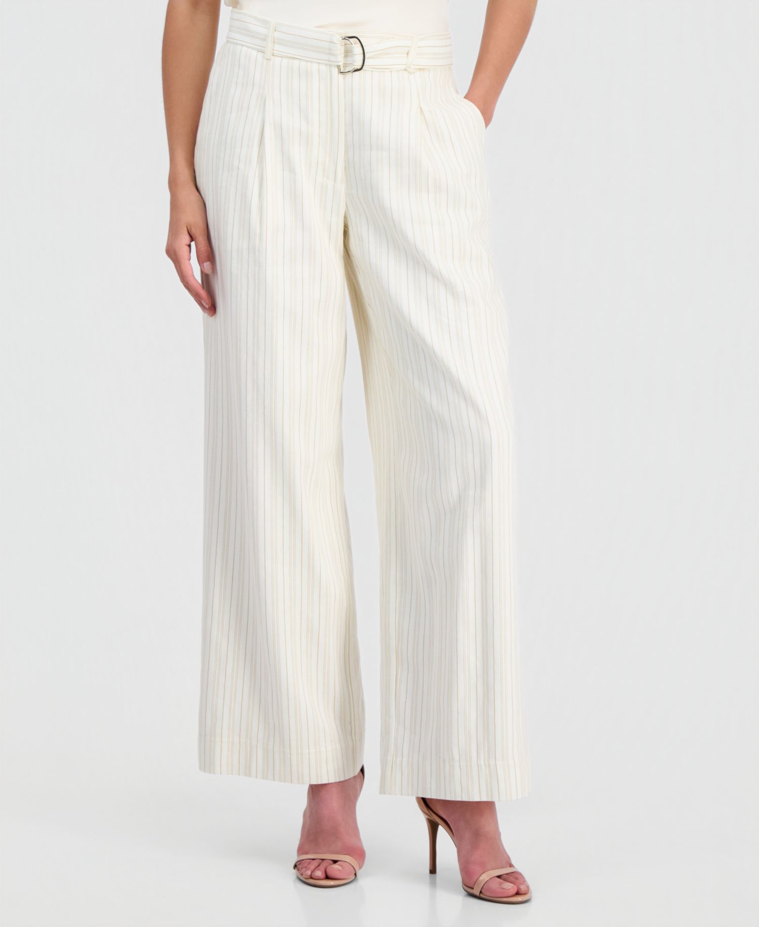 Women's High-Rise Belted Wide-Leg Pants