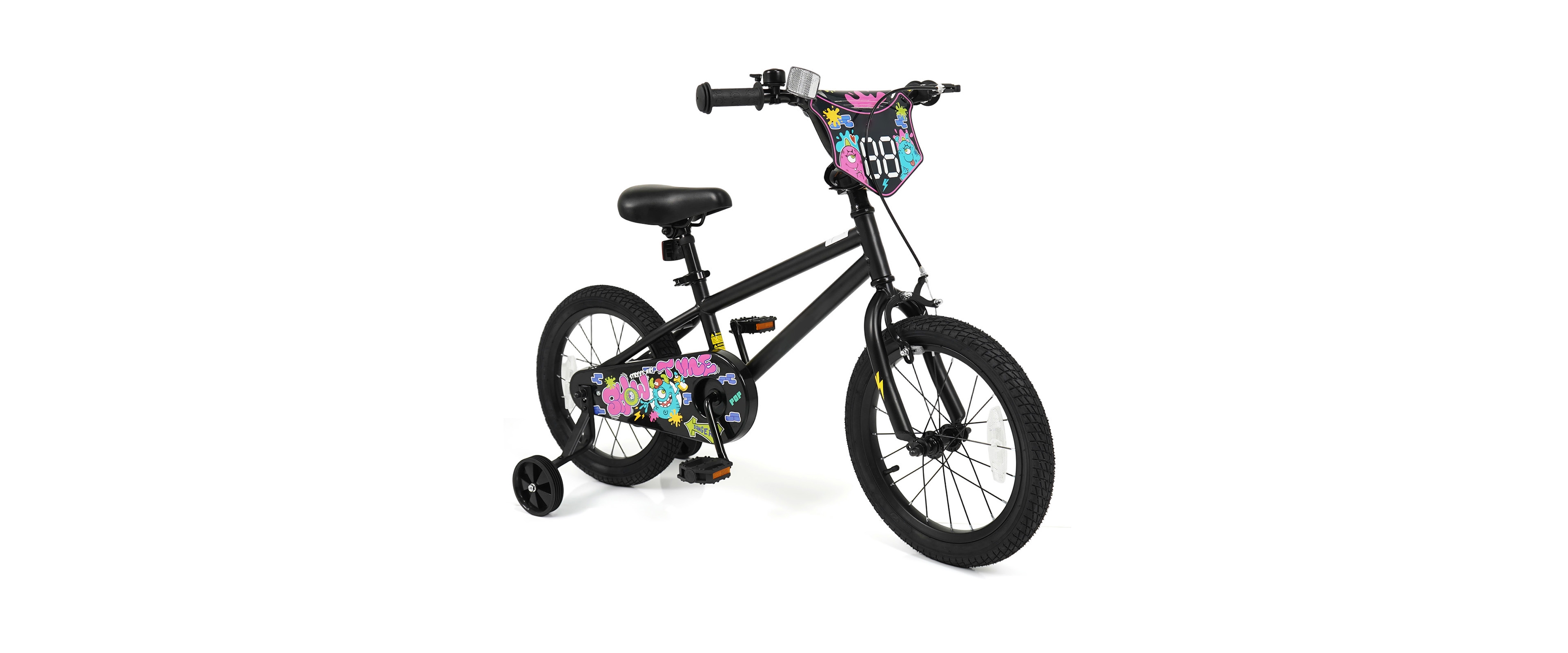 Slickblue Bike with Training Wheels and Street Art Pattern for Kids