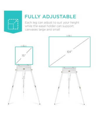 French Easel, 32pc Beginners Kit Portable Wooden Adjustable Tripod  w/ Paint Supplies