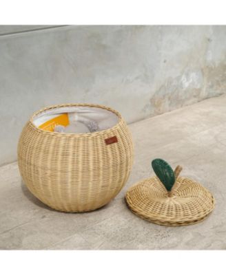 Apple Handcrafted Rattan Storage Basket with fabric lining - Wicker Natural, Medium