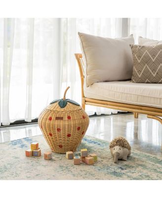 Strawberry Handcrafted Rattan Storage Basket with fabric lining - Wicker