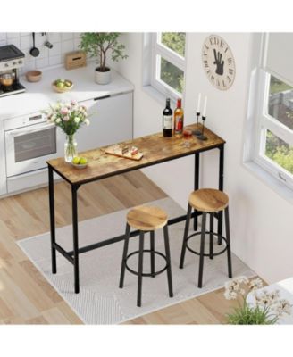 Narrow Metal Bar Height Pub Table for Kitchen Dining