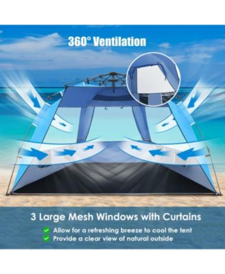 3-4 Person Pop-Up Beach Tent with UPF 50+ Protection and Front Porch