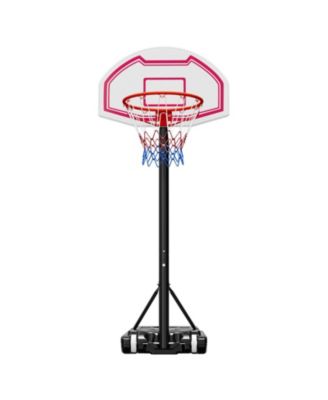 Kids Basketball Hoop, 5.2-6.9 ft Height Adjustable Stand with Rolling Wheels, Nylon Net, Portable Backboard Set
