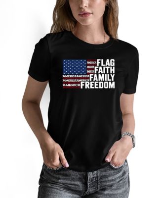 Women's Faith Flag Word Art Pullover Top