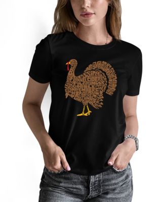Women's Thankgiving Turkey Word Art Pullover Top