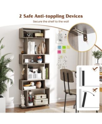 6-Tier Geometric Bookshelf with Anti-Tipping Kits
