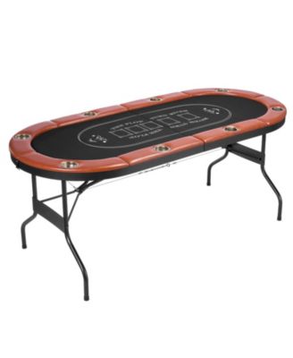 Foldable Poker Table for 8 Players with Cup Holders and Padded Rails
