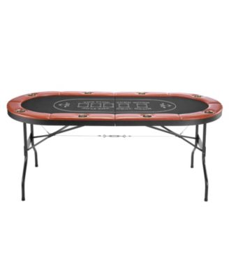 Foldable Poker Table for 8 Players with Cup Holders and Padded Rails