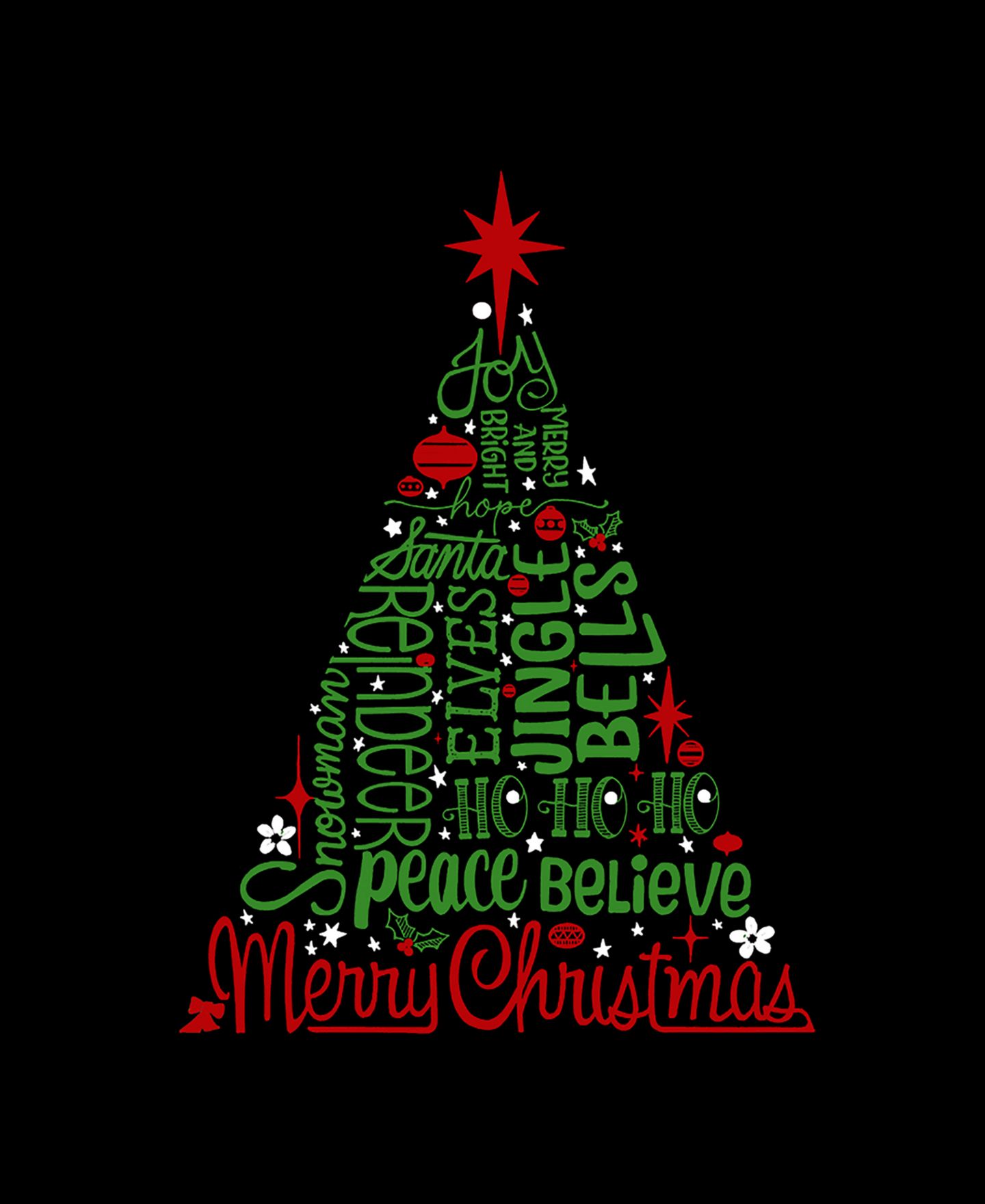 Женское худи LA Pop Art Holiday Christmas Tree с надписью, цвет: Чёрный — фото 3