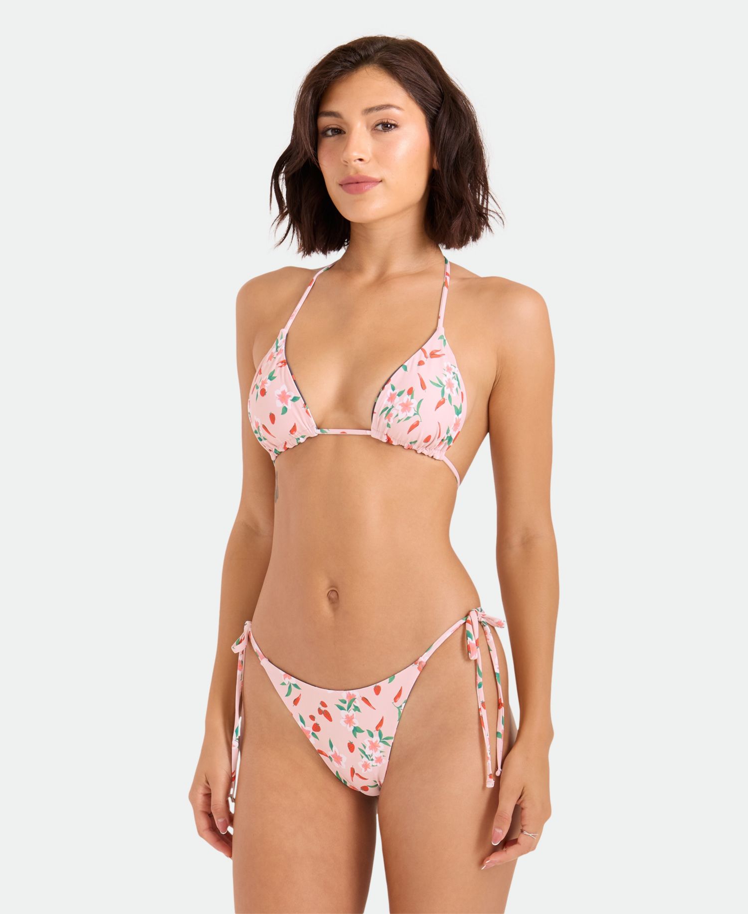Women's Floral Print Adjustable Straps Bikini Top