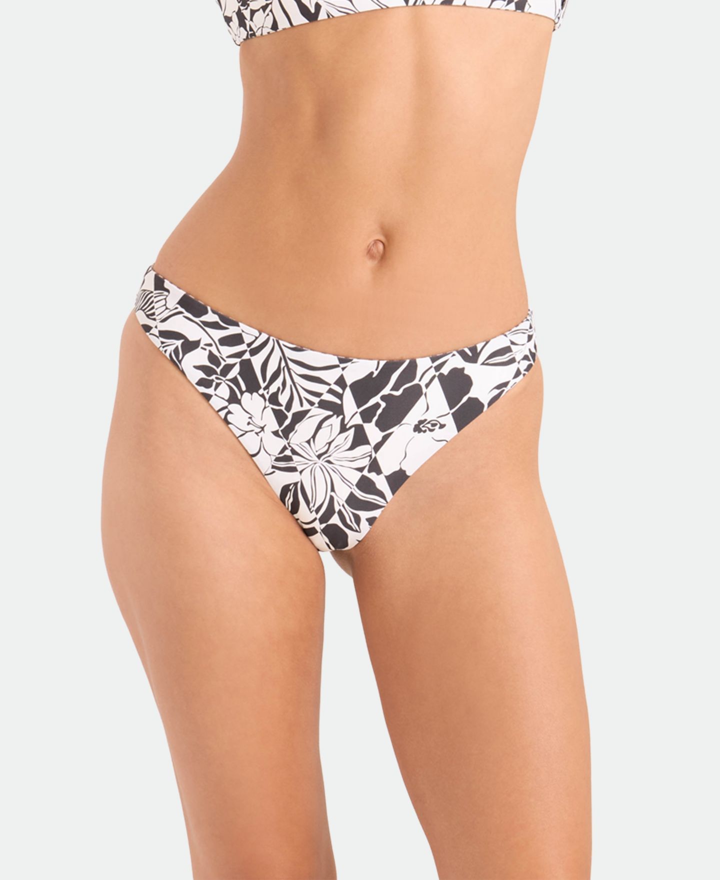 Низ бикини Tropical, средняя посадка, двусторонняя модель — Volcom, цвет: Чёрный экрю — фото 1