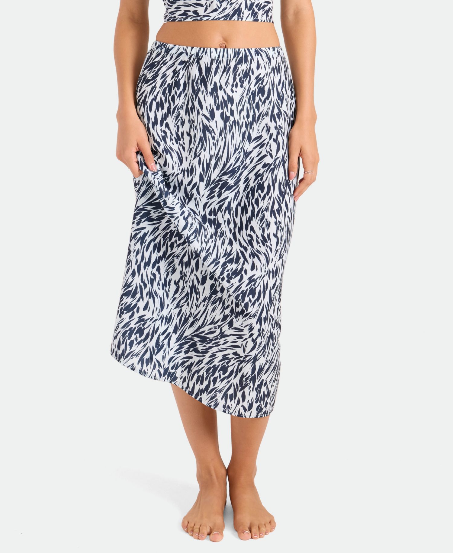 Women's Abstract Print Midi Swim Cover-Up Skirt