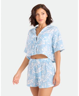 Women's Printed Pull-On Swim Cover-Up Shorts