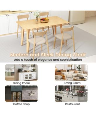 Set of 2 Modern Linen-Upholstered Dining Chairs with Curved Back and Metal Legs