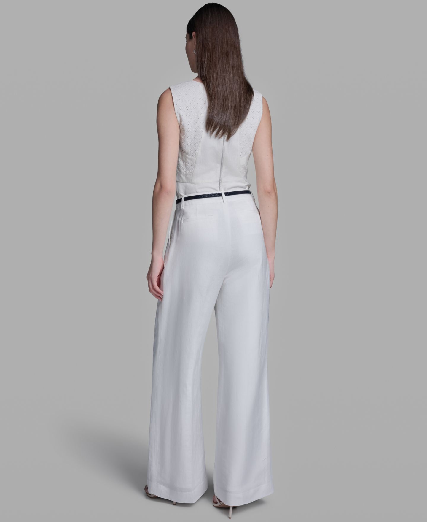 Женские брюки BCBG High-Rise Wide-Leg Belted, цвет: Белый — фото 5