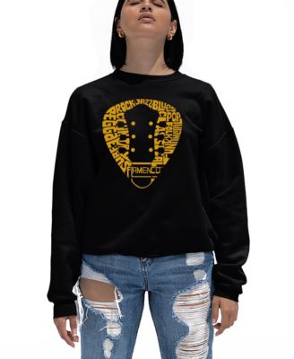 Women's Guitar Pick Genres Word Art Crewneck Sweatshirt