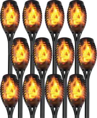 12-Pack Waterproof Flame Solar Torch Light