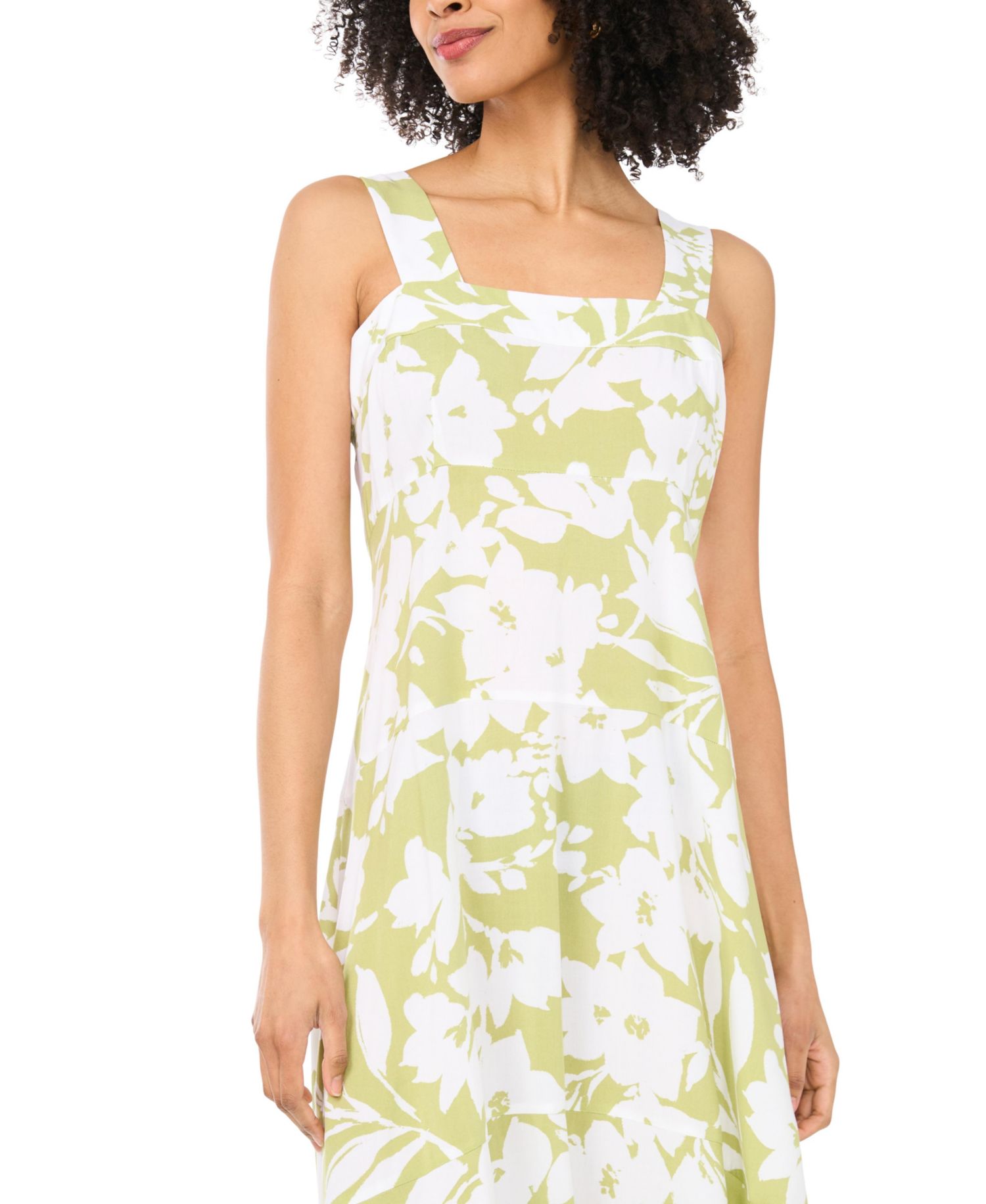 Women's Floral Square-Neck Smocked-Back Sleeveless Maxi Dress