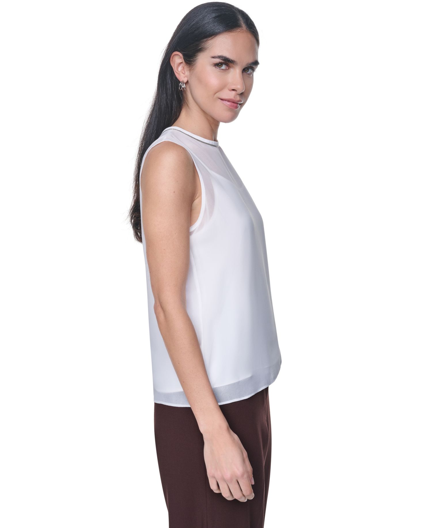 Women's Crewneck Sleeveless Blouse With Slip