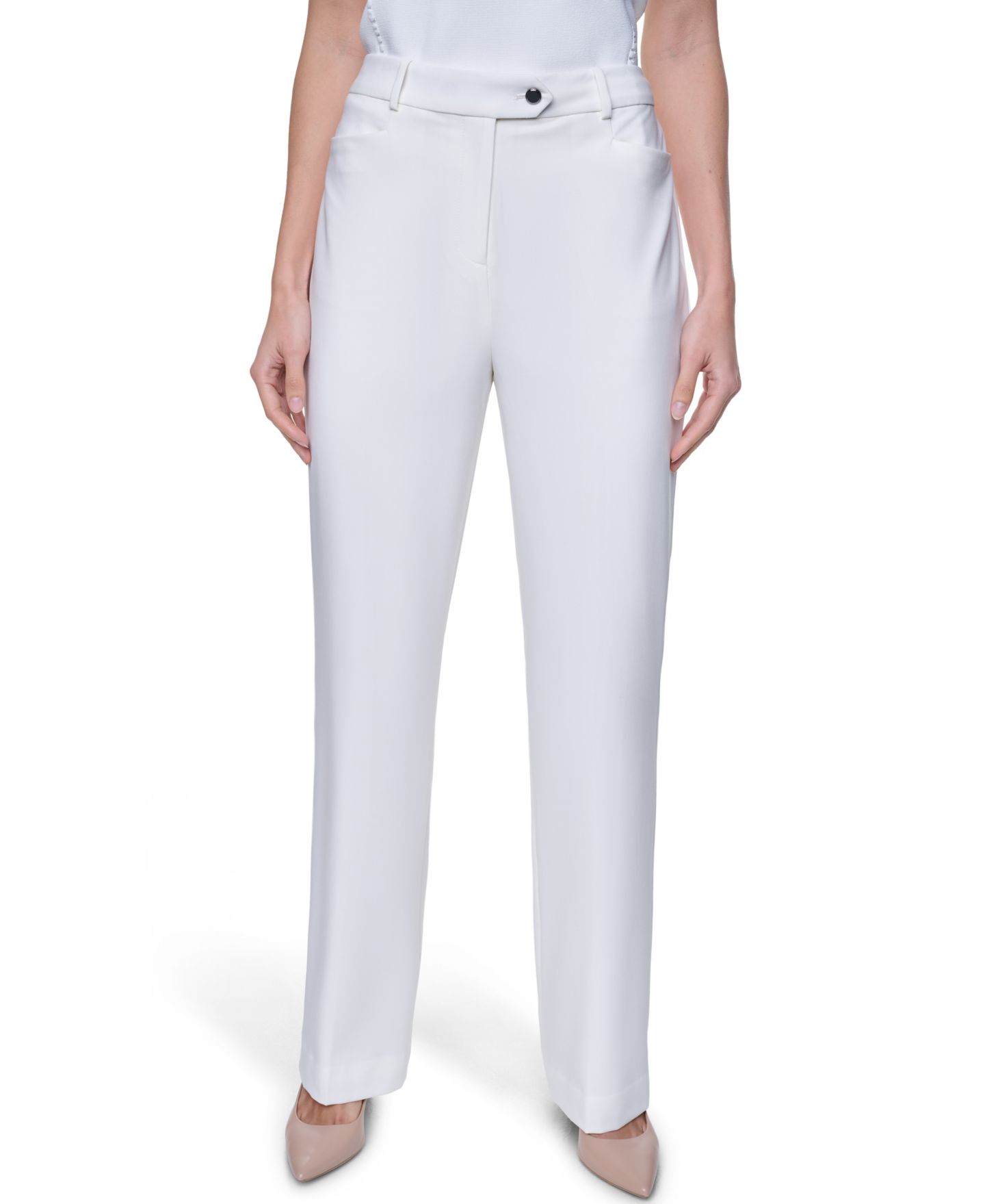 Женские брюки Calvin Klein Modern Fit Mid-Rise, цвет: Кремовый — фото 1