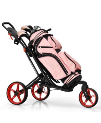 Folding Golf Push Cart with Swivel Wheel, Scoreboard, Adjustable Handle