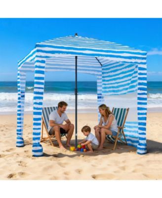 6 x 6 Ft Beach Cabana with Side Wall and UPF 50+ Protection
