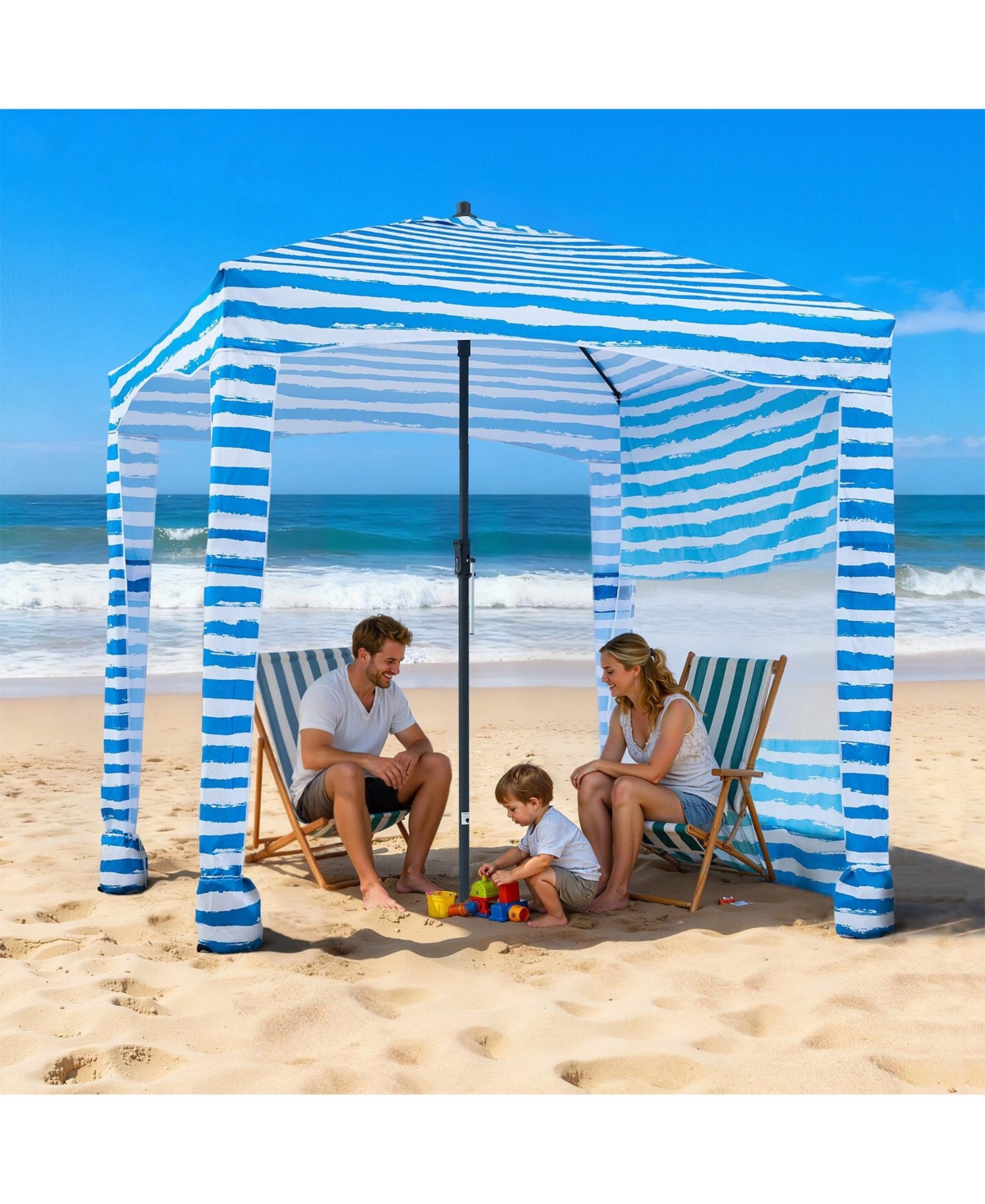 Mecale 6 x 6 Ft Beach Cabana with Side Wall and Upf 50+ Protection