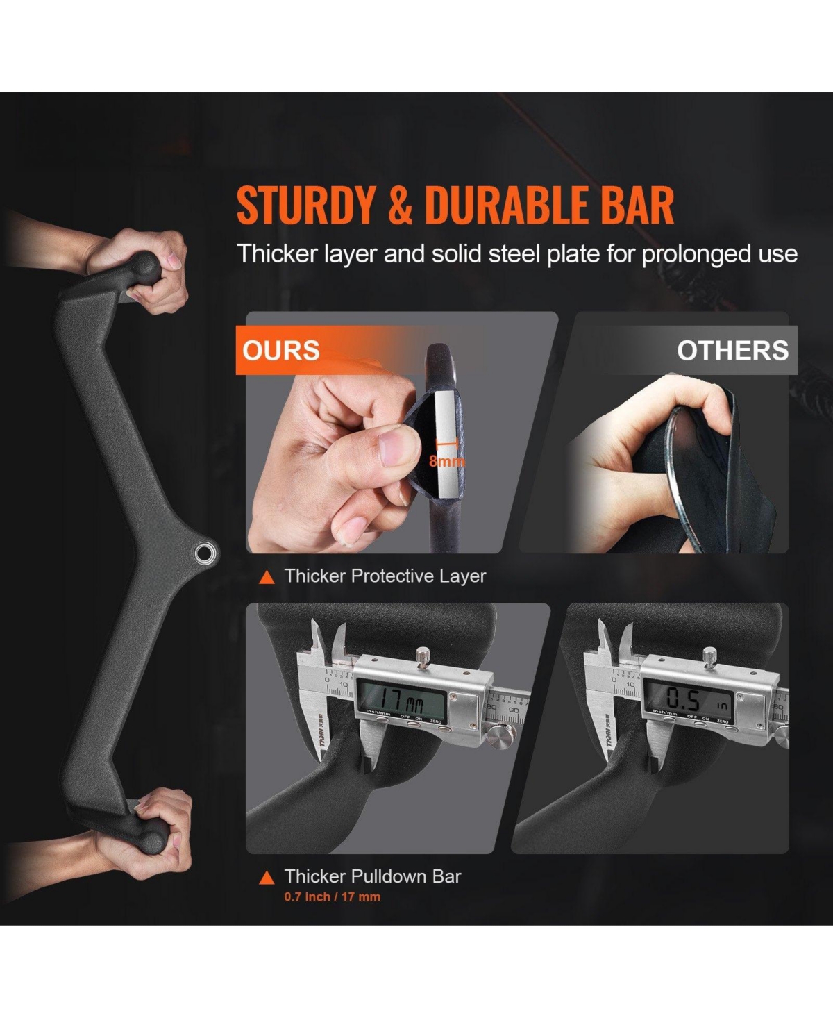 Mecale Lat Pulldown Attachments 5 Piece Set with T Bar V Bar and Tricep Bar