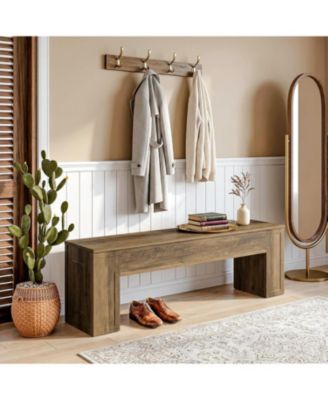 55" Entryway Bench, Farmhouse Indoor End of Bed Bench, Shoe Bench