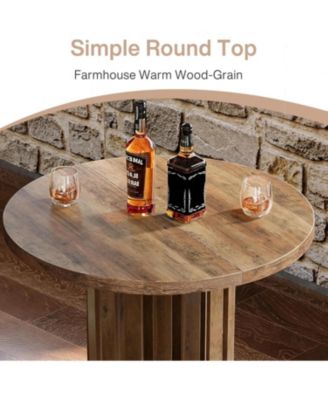Round Bar Table, 37.4" High Bistro Pub Table for Home Bar, Dining Room, Party, Cocktail, Living Room, Small Space