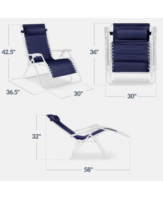 Set of 2 Extra Wide Zero Gravity Lounge Chair Recliners w/ Cup Holder