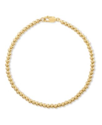 3mm Beaded Ball Chain Bracelet in Gold Plated Sterling Silver, in