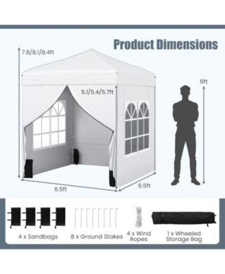 6.5x6.5 ft Pop-Up Canopy Tent with 4 Sidewalls and Wheeled Carry Bag