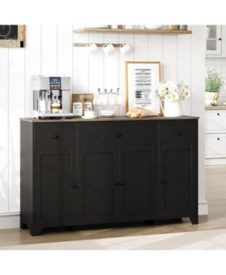 55inch Buffet Cabinet with Drawers-Large Sideboard Buffet Storage Cabinet with Shelves and Doors-Minimalist