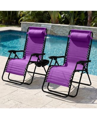 Set of 2 Extra Wide Zero Gravity Lounge Chair Recliners w/ Cup Holder