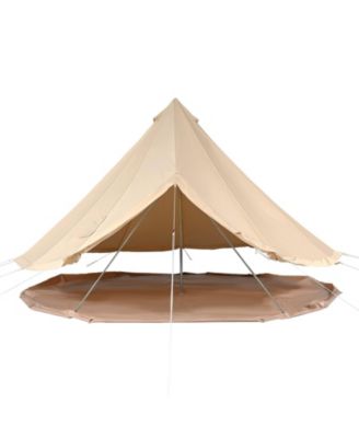 Canvas Bell Tent 19.68 ft 4-Season Yurt with Stove Jack for up to 10 People, Family Camping