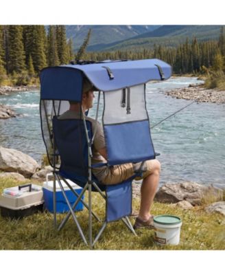 Camping Chair with Canopy Shade 330 lbs and Magazine Pocket