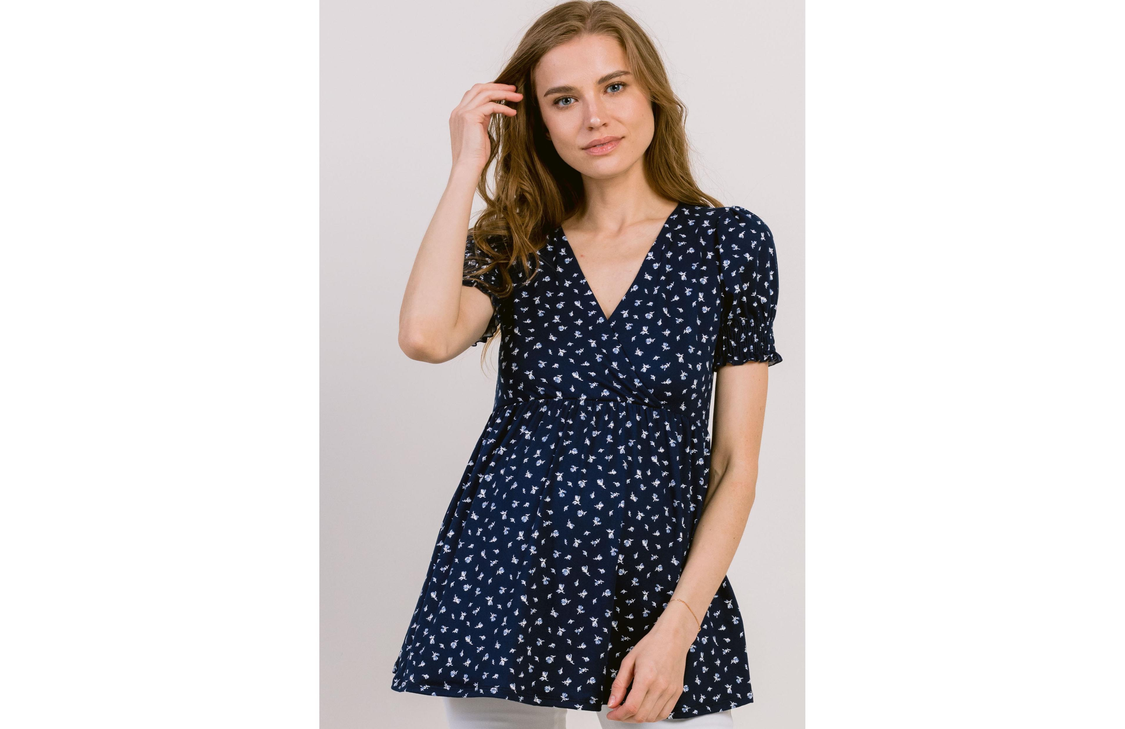 Hello Miz Maternity Floral Empire Waist Wrap Nursing Top
