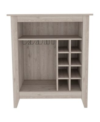 38 Bar-Coffee Cart with 8 Bottle Racks, 1 Cup Holder and Central Shelf