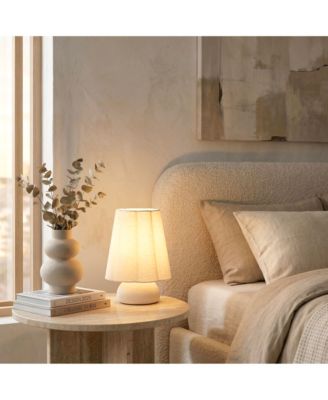 Ceramic Small LED Desk Lamp with Fabric Shade