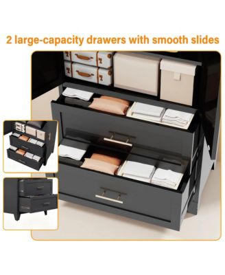 71" Tall Metal Armoire Wardrobe Closet, Clothing Storage Cabinet with 2 Doors, 2 Drawers, Hanging Rod and Shelf for Bedroom