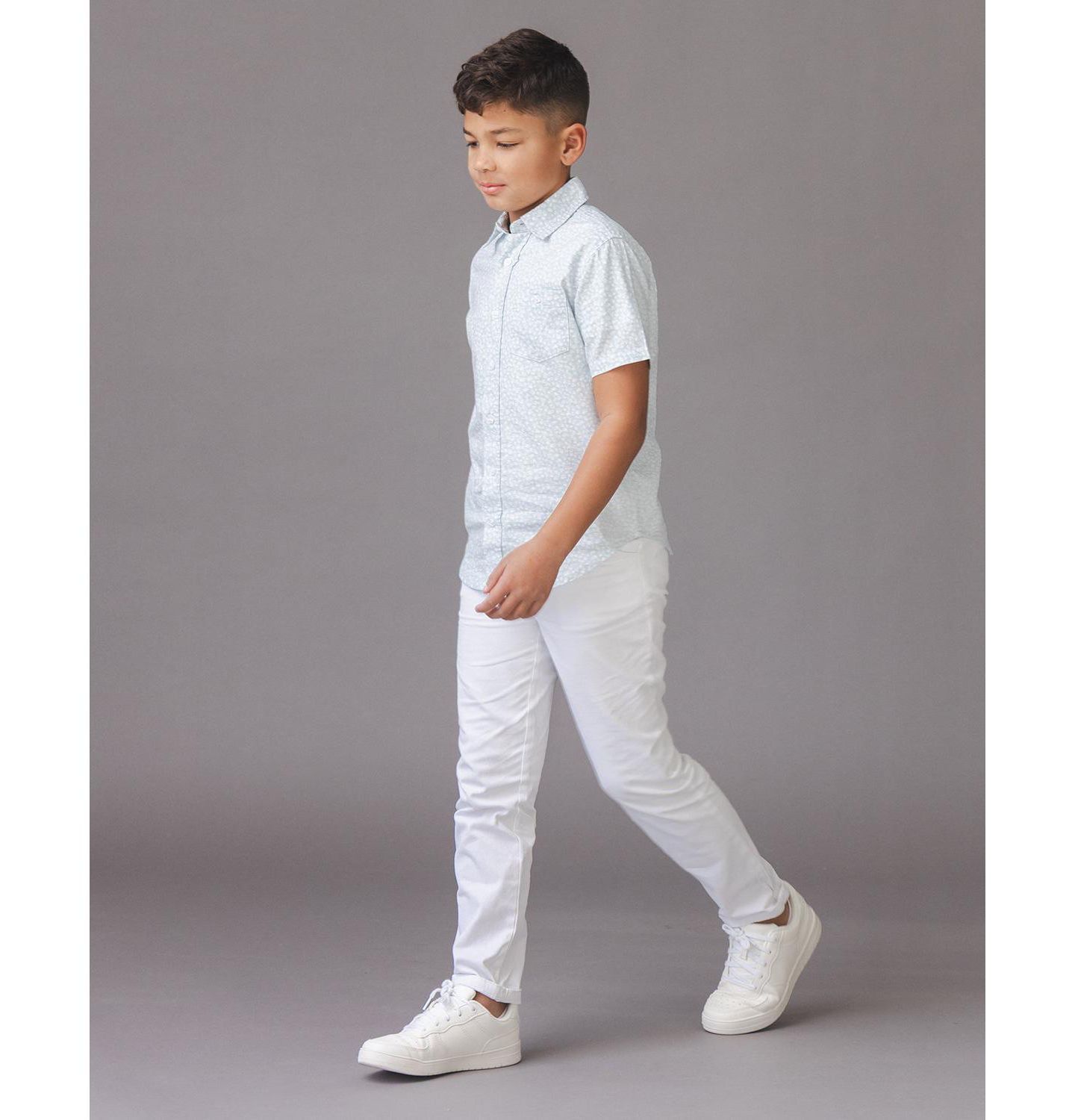 Рубашка Hope & Henry Linen Short Sleeve Shirt для мальчиков, цвет: Синий — фото 4